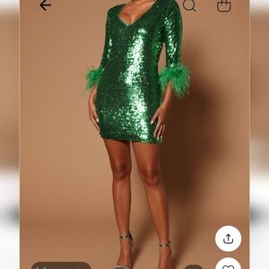 Green Sequin Mini Dress